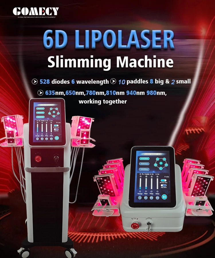 Προηγμένη 6D λιπολύση με λιπολύση 209mw Super 6d Lipo Laser λιποαναρρόφηση με 635nm 650nm 780nm 810nm 940nm 980nm 0